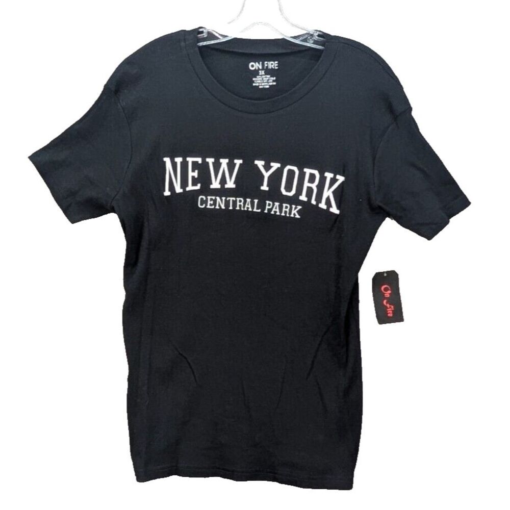 On Fire Women's Plus 3X Ribbed T-Shirt New York Central Park Cotton Black NWT